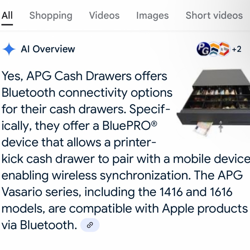 APG-Black Cash Register Drawer with Key and Cable - Picture 5 of 6